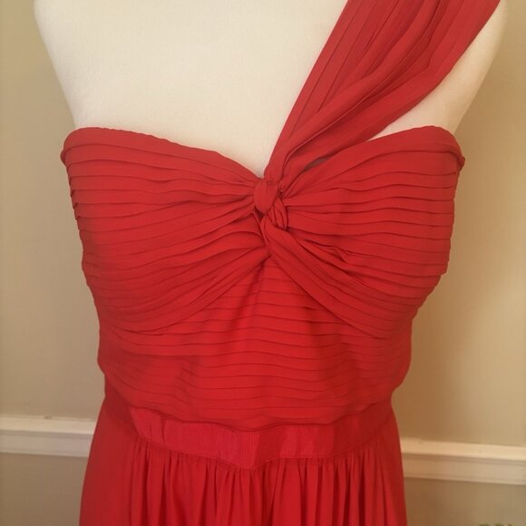 NWT BCBG Maxazria Size 8 Jamille One Shoulder Maxi Dress Chiffon Red Berry - Picture 2 of 7